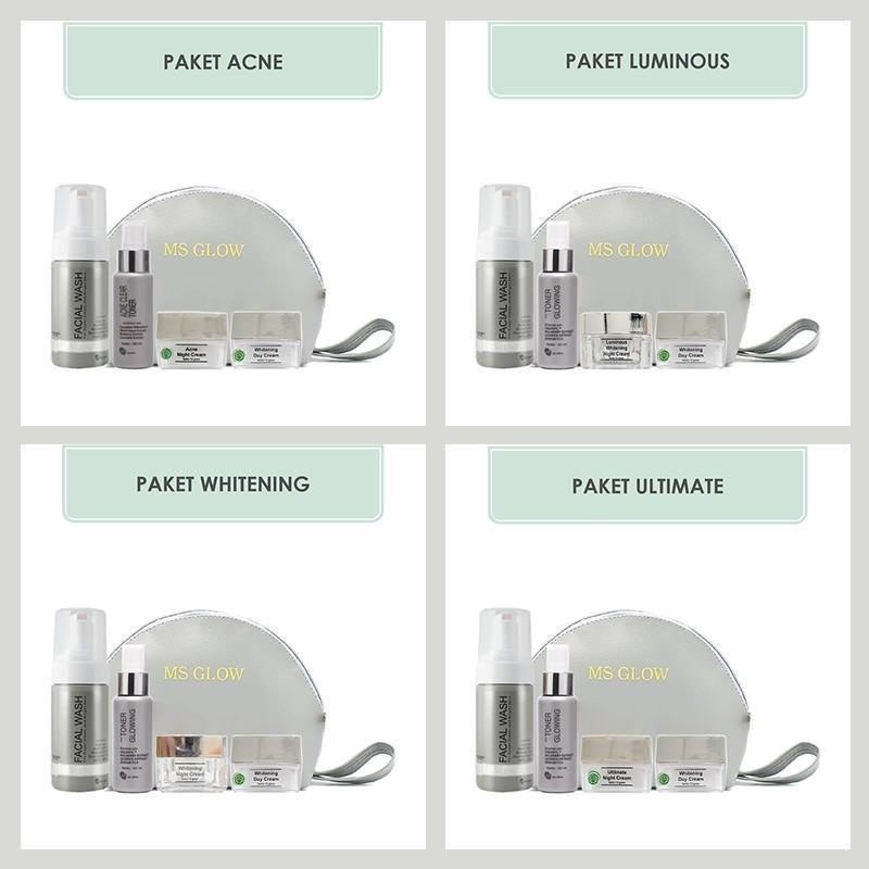 PROMO(COD)Original Produk Ms Glow - Whitening / Luminous / Acne / Ultimate Package - 4 Pcs Terlaris Kat Malaysia