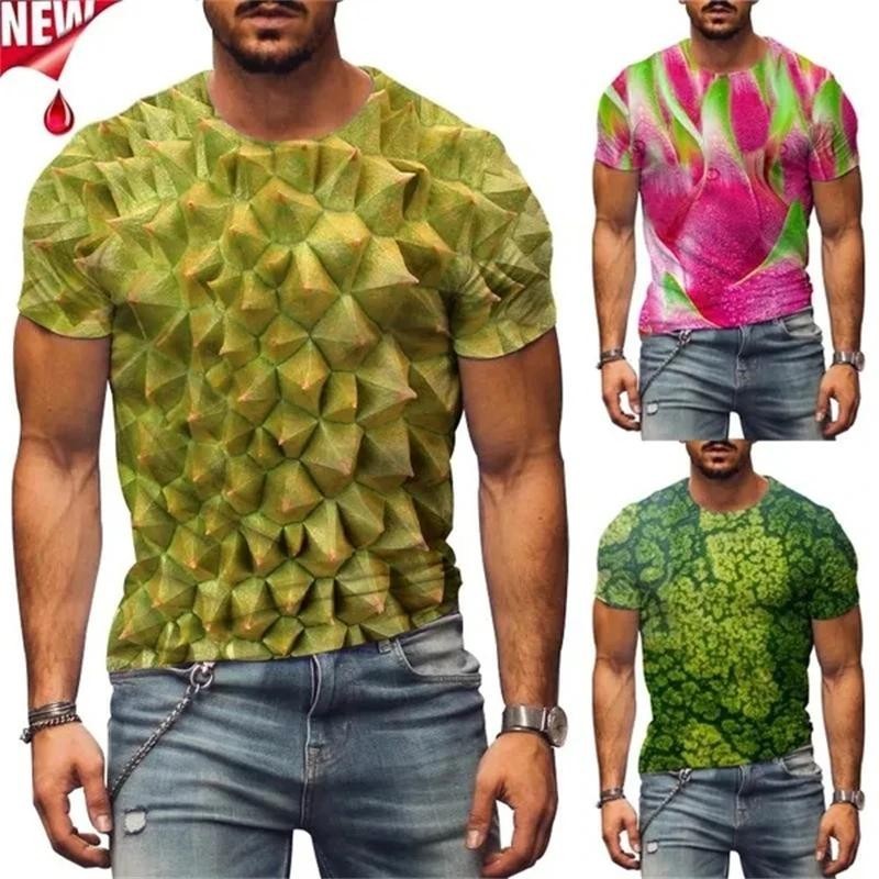 Funny T-shirt Men's Street Fashion Funny Fruit Durian Watermelon Pattern 3D Printed T-shirt For Men Women Breathable Tees