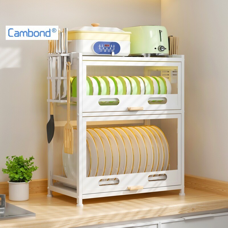 Cambond Dish Rack with Cover Dish Drainer Kitchen Storage Cabinet with Drawer Rak Pinggan Mangkuk Bertutup Rak Dapur 廚房置物架
