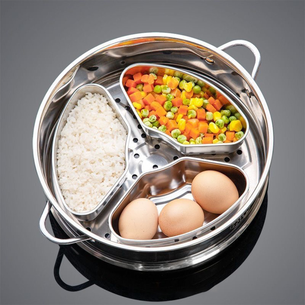 3pcs 304 stainless steel fan-shaped steaming tray rice cooker steaming grid steaming box steamer