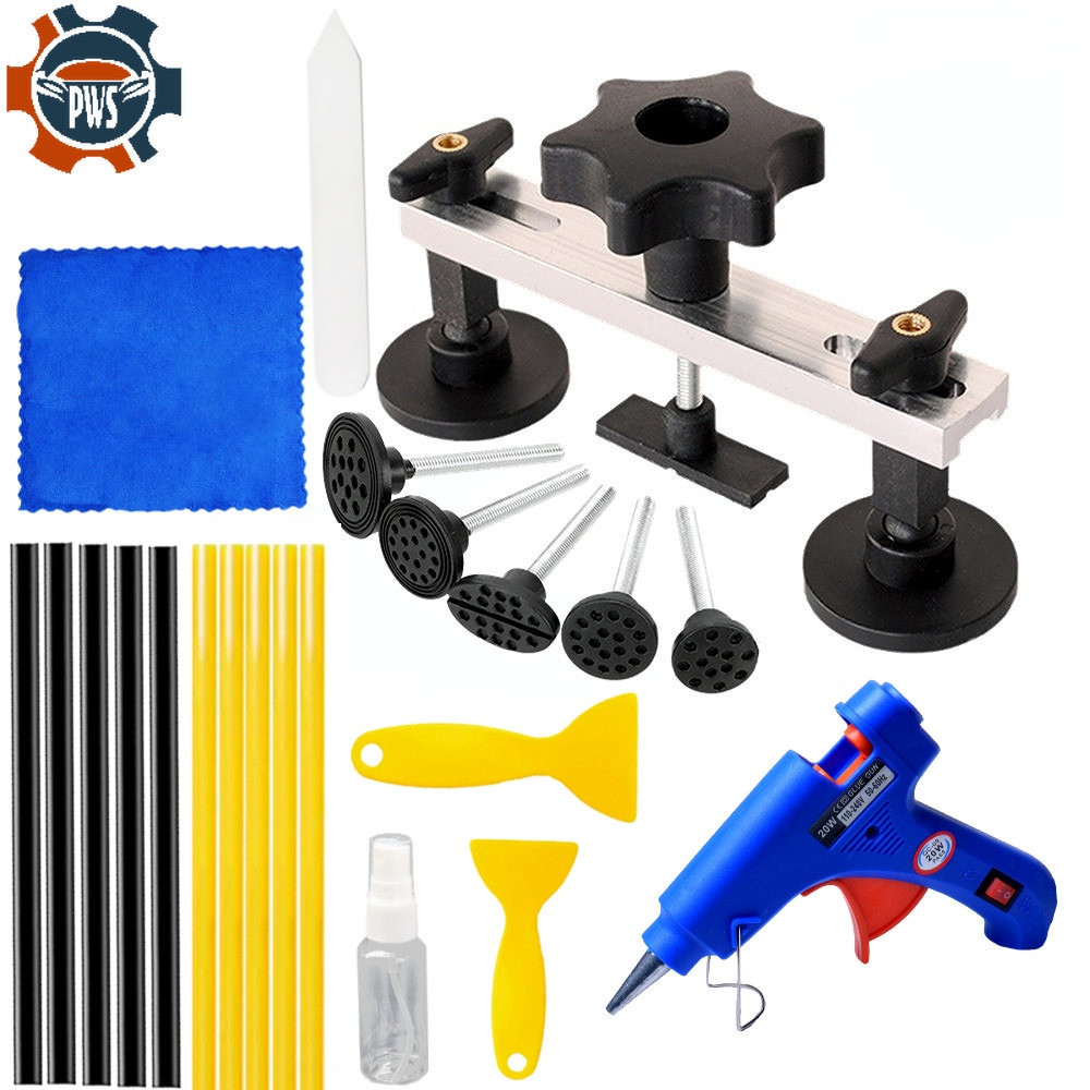 Car Paintless Dent Repair Hand Tool Kit Set Instrument Car Body Hail Damage Fix Bridge Pulling Dent Adhesive Glue Removal Tab