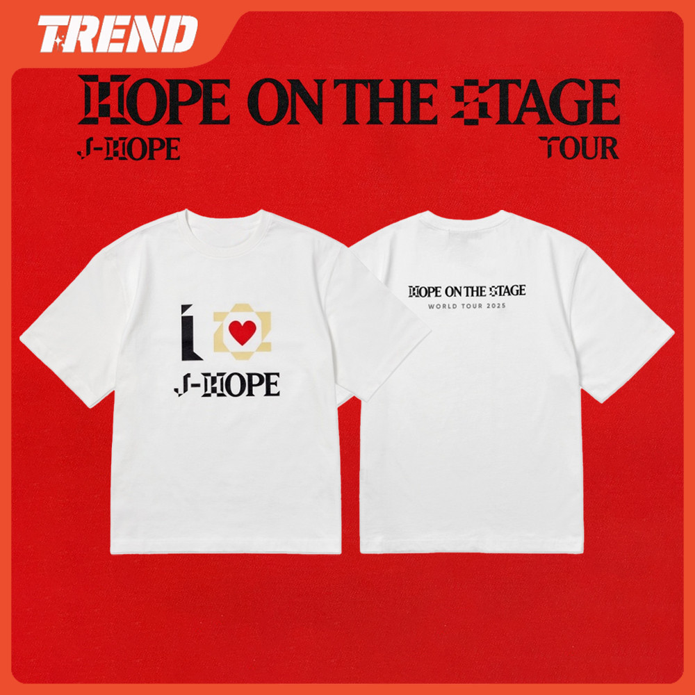 KPOP BANGTAN J-HOPE Merch Cotton T-shirt HOPE ON THE STAGE WORLD TOUR Printed Loose Short Sleeve Top Vintage Plus Size Men's and Women's Fashion Casual Shirt Tee