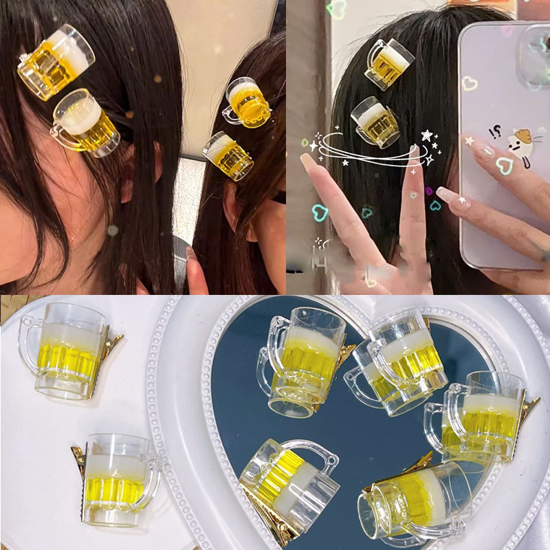 Simulation Props Funny Funny Big Drawing Beer Mug Unique Three-Dimensional Bangs Clip Hairpin Hairpin