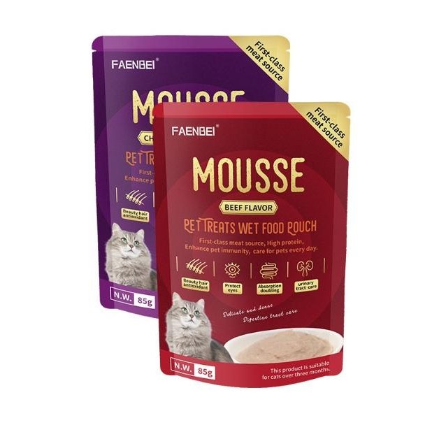 Faenbei Mousse Beef Chicken & Tuna Wet Food Pouch 85g