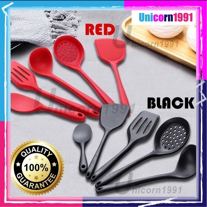 3-1 Malaysia Ready StockSilicone kitchenware Soup Spoon utensils Cooking tool set Kitchen tool Non-stick cookware set