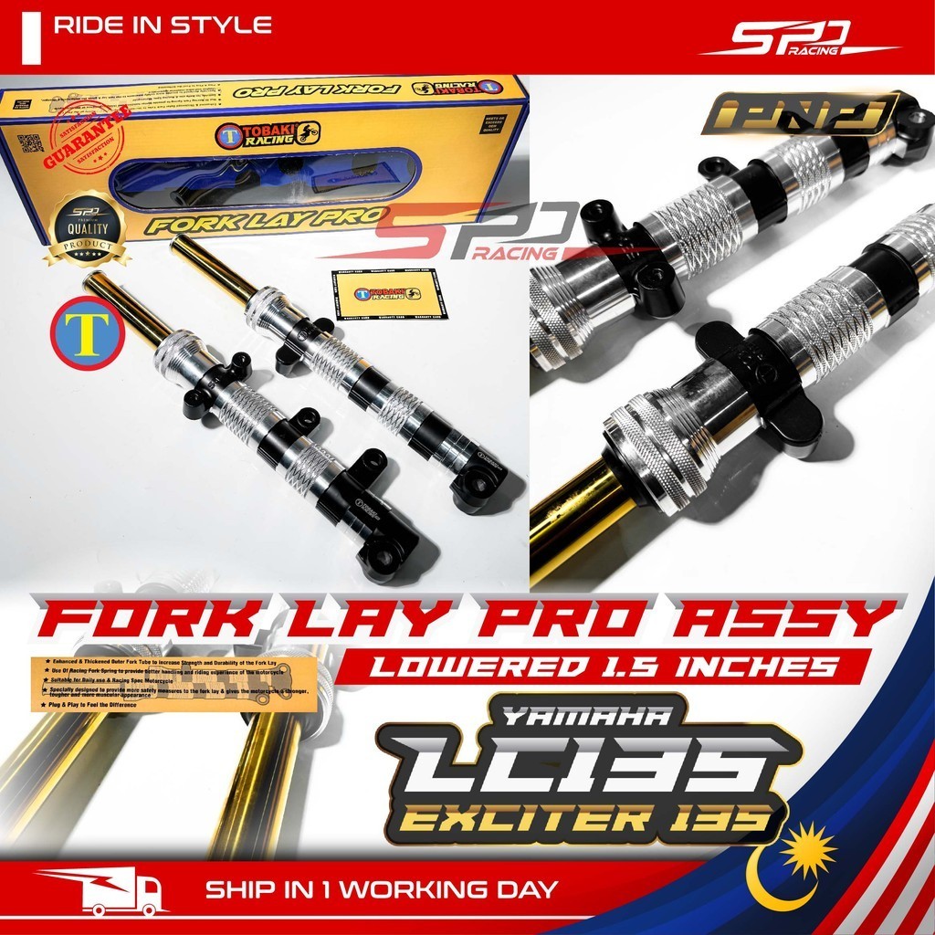LC 135 5s Fork Lay Pro Assy I Lowered 1.5 Inches I Batang Gold I TOBAKI RACING For LC 135 YAMAHA