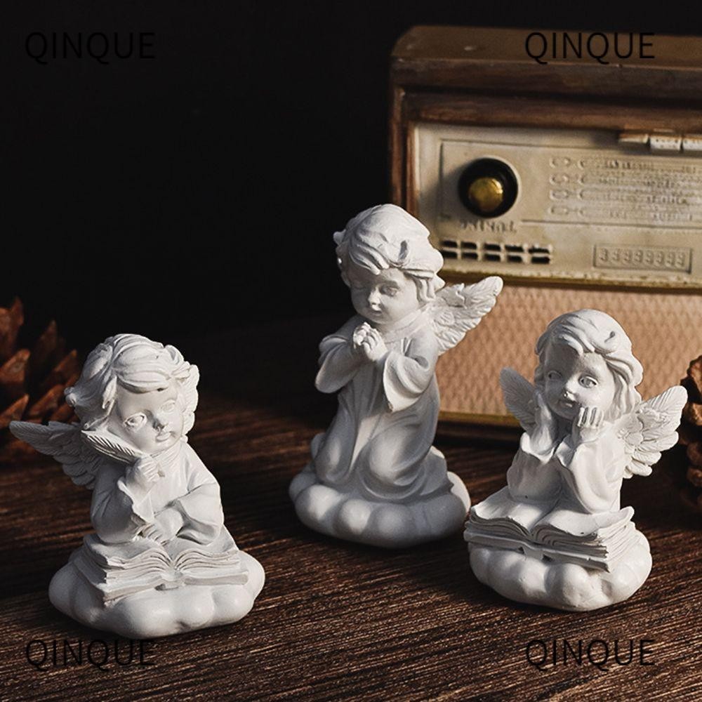 QQIN Fairy Girl Angel Figurine Crafts Flower Fairy Bookshelf Decor Desktop Statue