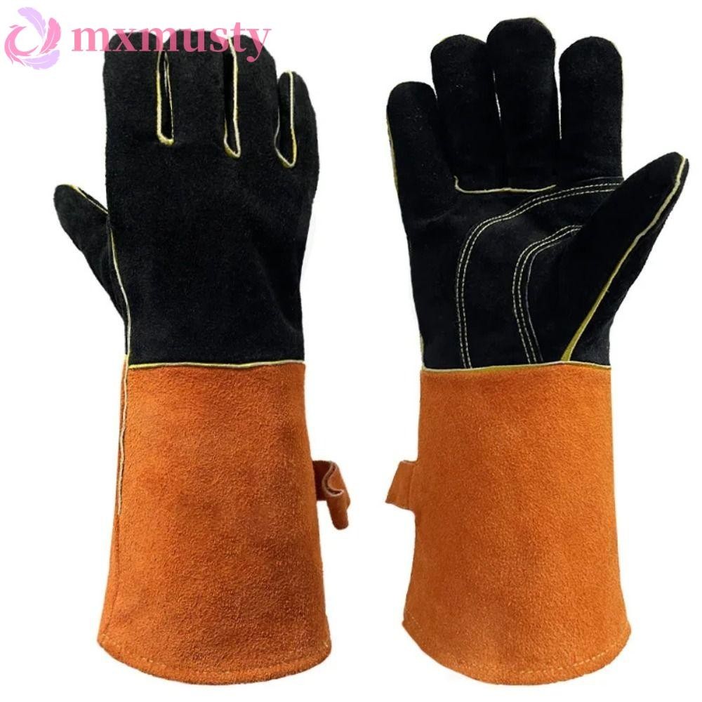 MXMUSTY 1 Pair Leather Welding Gloves, Acid Resistance Labor Protection Work Safety Glove, Heavy Duty Wear Resistant Cowhide Leather Welder Gloves Gloves Protect Supplies