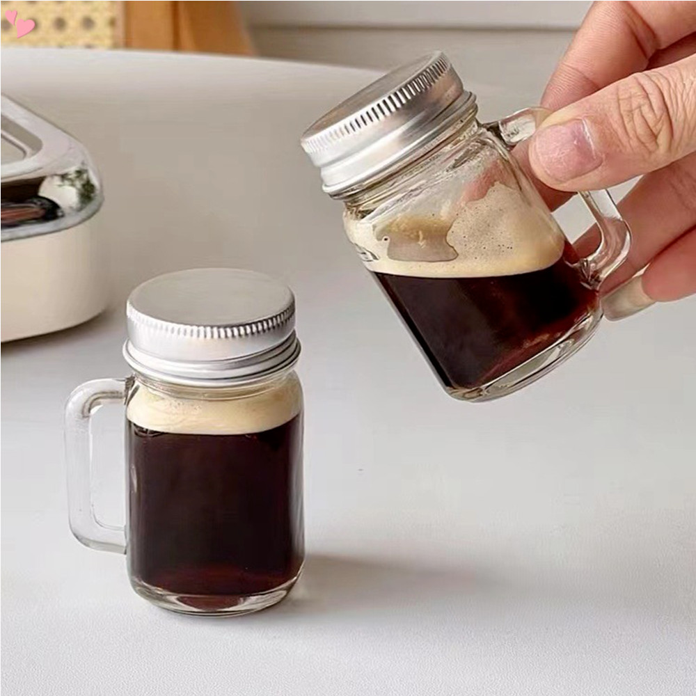5pcs Mini Mason Jars Candle Jar Airtight Jars Drink Storage Bottles Clear Honey Jars Jam with Handle Sealing Jam Bottles