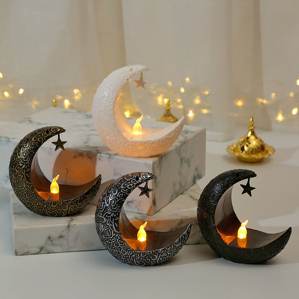 2024 Eid Mubarak Home Decoration Light Ramadan Led Candlestick Star Moon Light Ornaments Islamic Muslim Party Gift Ramadan