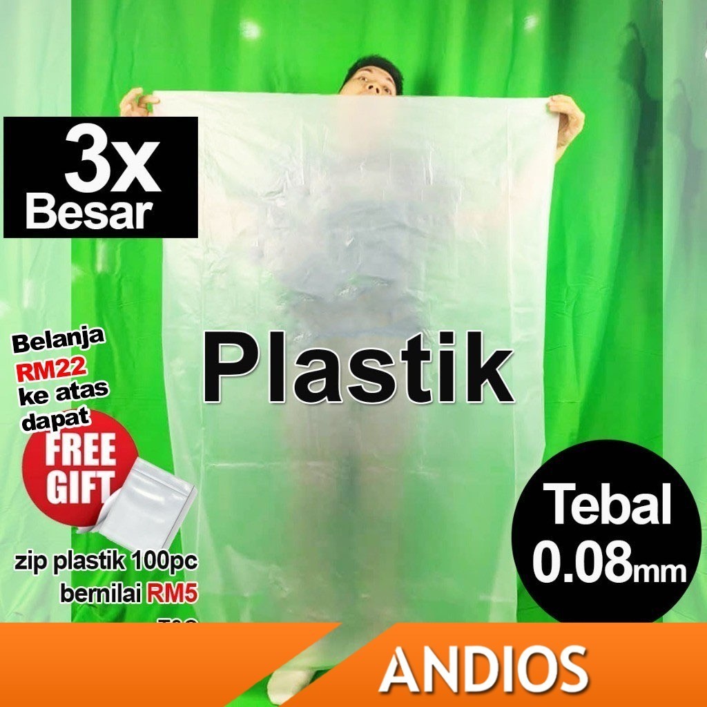 Beg Plastik Besar Tebal Heavy Duty Clear Transparent Plastic Bag Large Thick Tahan Lasak Laundry Toto Tilam Andios