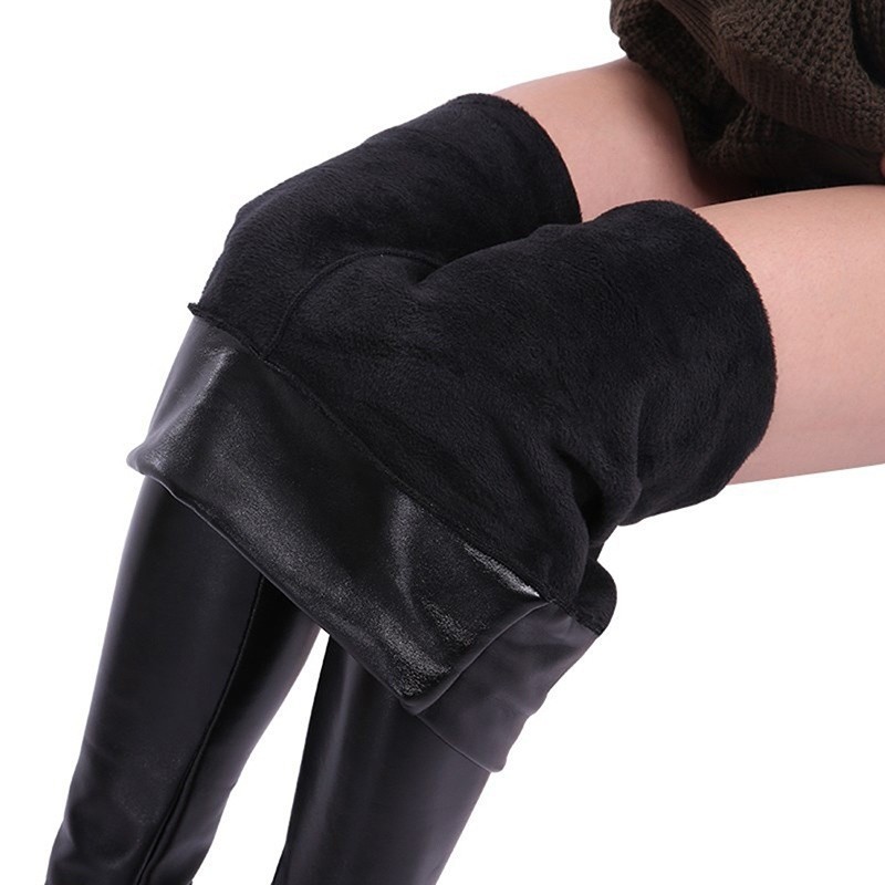 Must Purpose Women Fashion High Waist Pants PU Leather Waterproof Stretchy Leggings Black Glossy Shiny Reliable Premium - Image 4