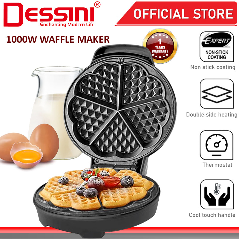 DESSINI ITALY Double Sided Electric Waffle Maker Pizza Panini Cake Donut Sandwich Toaster BBQ Grill Non-Stick Baking Pan