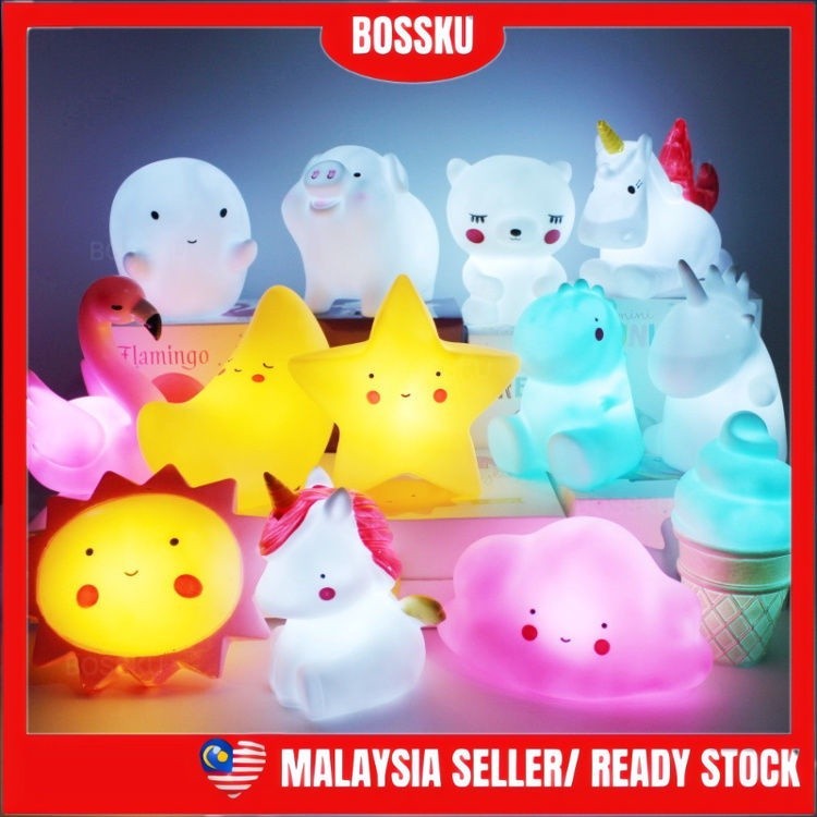 Cute Night Light Starlight Moonlight Unicorn Lamp Lampu Bilik Hiasan Kanak Baby Light 玩具小夜灯 宝宝发光灯