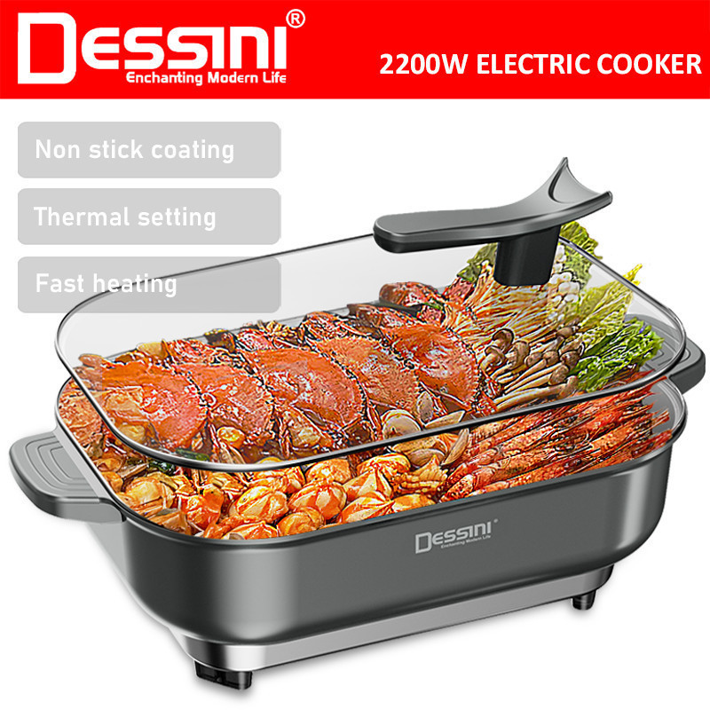 DESSINI ITALY Electric Cooker Steamboat Hot Pot Casserole Non Stick Frying Wok Pan Rice Cooker Periuk Masak Elektrik