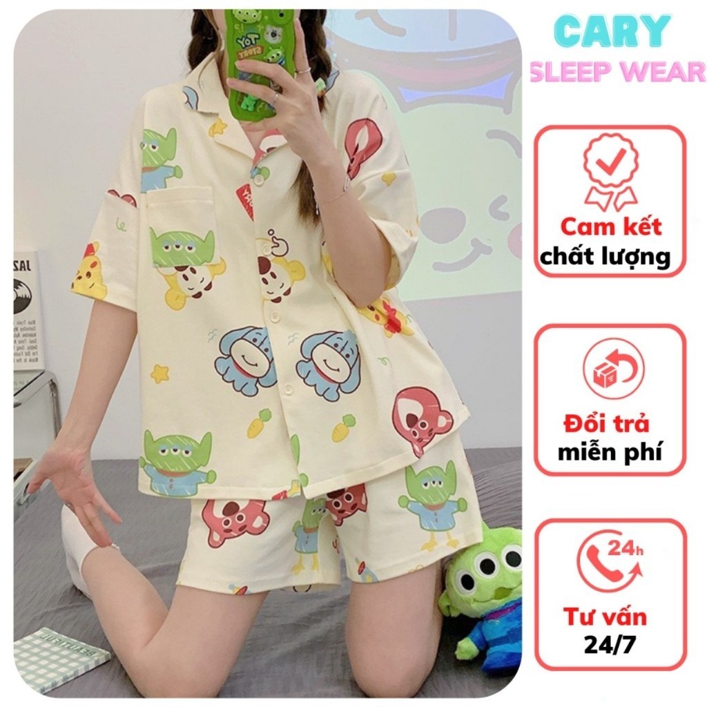 Cute CARY Summer Pajamas short sleeve Shorts, Cartoon shin Female Suit 601O