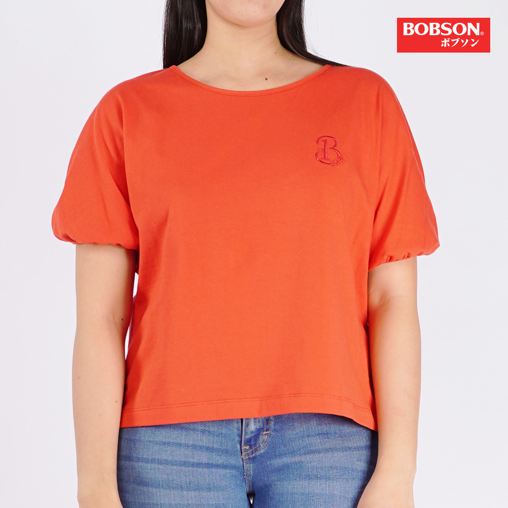 Bobson Japanese Ladies Basic Tees Trendy fashion High Quality Apparel Loose Fit 148397 (Molten Lava)