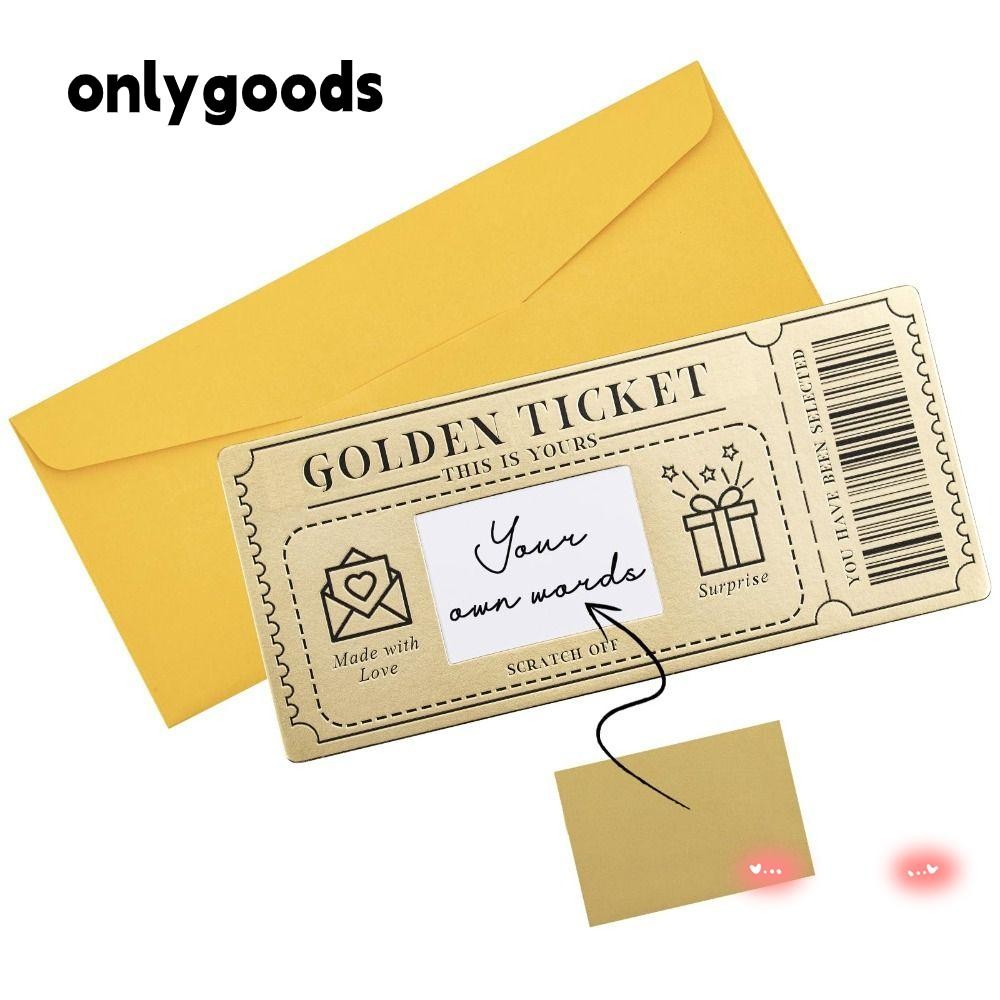 ONLYY Golden Ticket Scratch- Card, Scratch Ticket Concert Ticket, Raffle Gift with Envelope Party Favor Cinema Voucher for Kids Women Men