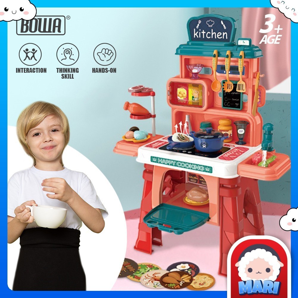 BOWA Multi Function Pretend Playset Kitchen Tool Doctor Cashier Toy Boy Girl Masak Mainan Kanak Lelaki Perempuan Gift