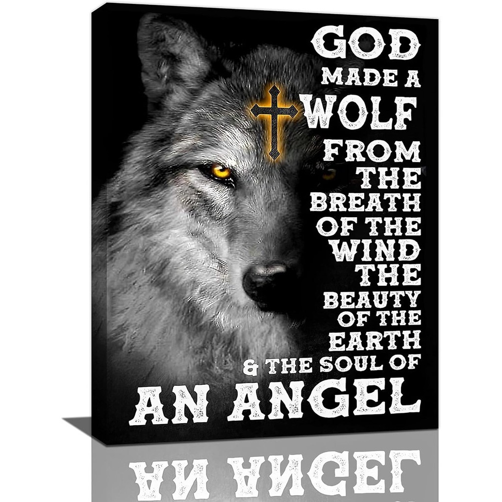 Wolf Wall Art Motivational Quotes Wolf Pictures Wall Decor Positive Black White Painting Art Home Decor Wildlife Wolf Artwork for Bedroom Living Room Office