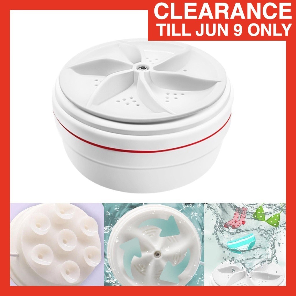 (UPGRADED CURVE FAN) EW Portable Washing Machine Rotating Mini Ultrasonic Turbo Washer Mini Mesin Basuh Moden 超声波涡轮洗衣机