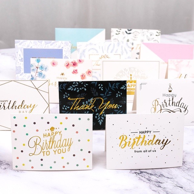 Creative Bronzing Greeting Wishes Card Happy Birthday Thank You Wish All The Best Miss You Valentine's Day Kad Ucapan