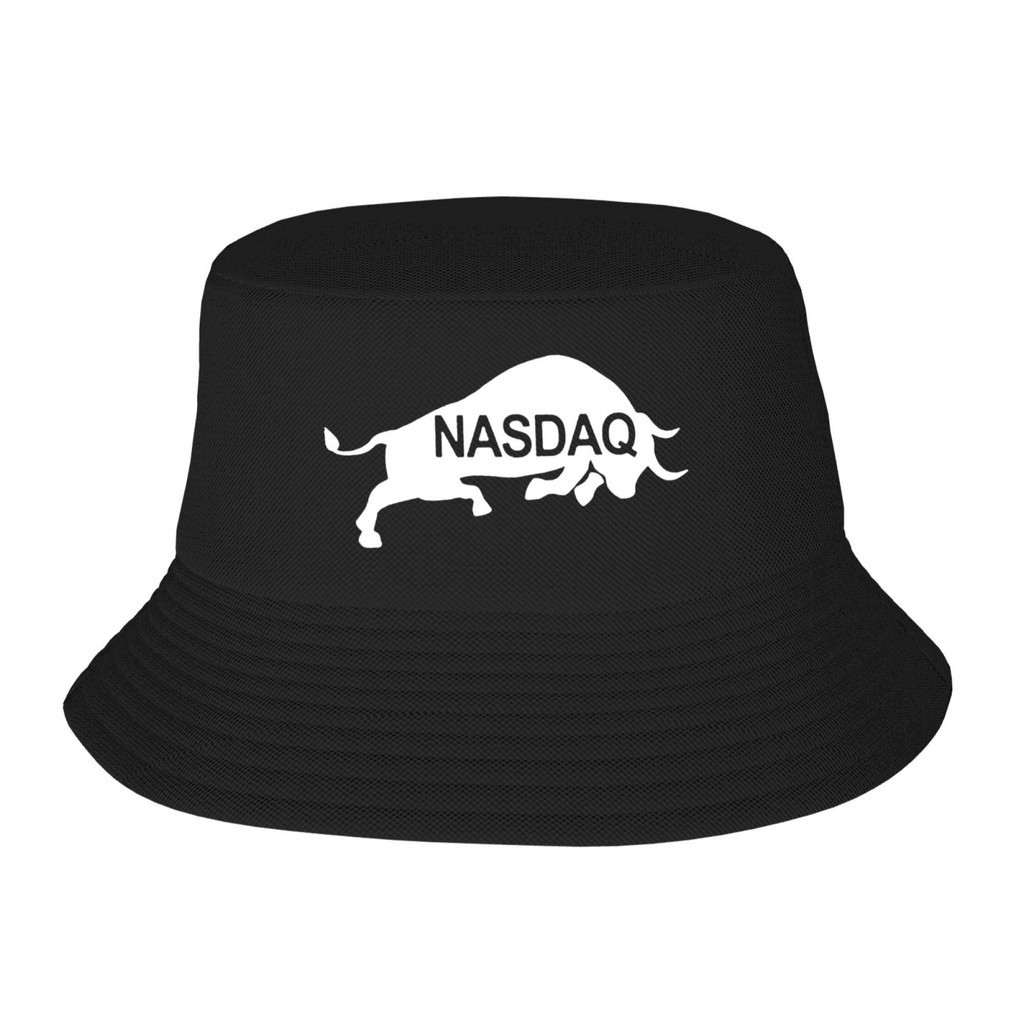 Nasdaq Bull B&W Stock Market Trading Adult Fisherman's Hat