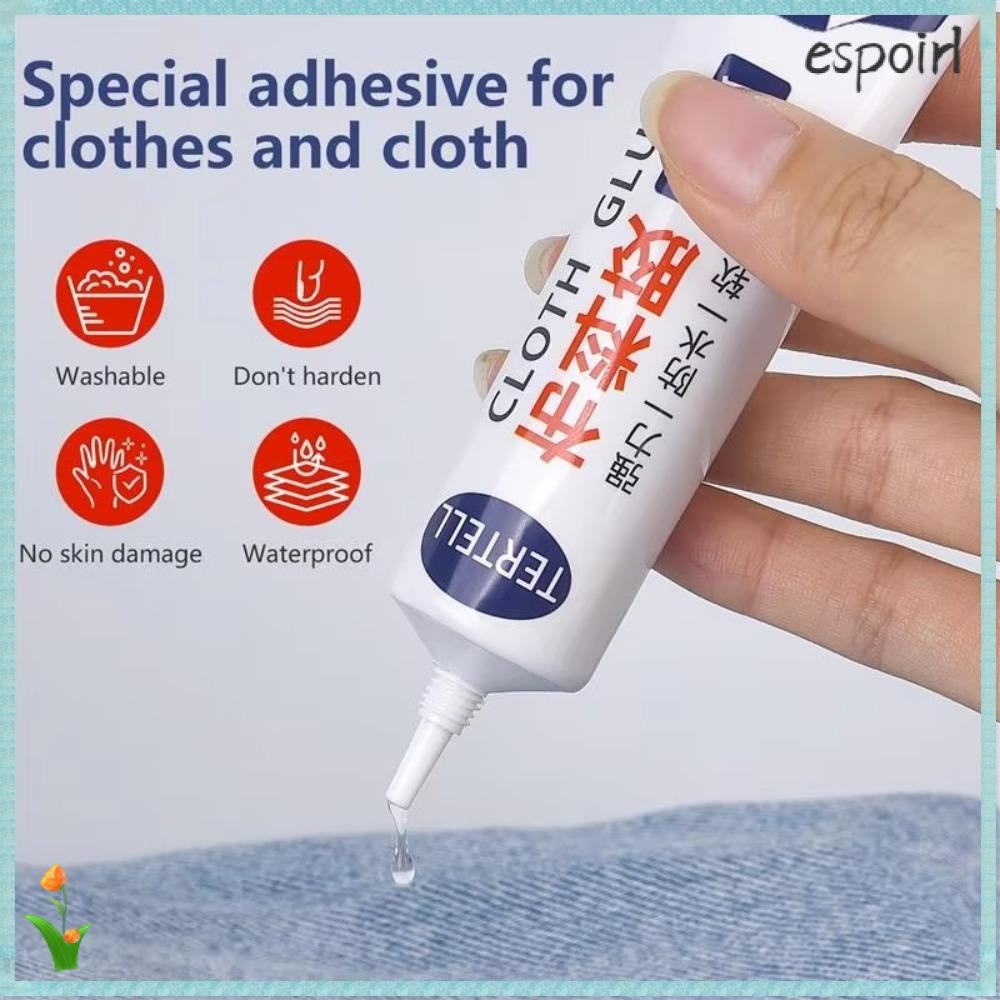 ESPOIR Fabric Sewing Glue, Transparent Corrosion Resistance Clothing Repair Glue, High Viscosity Strength Non Irritation Quick Dry Fabric Bonding Glue