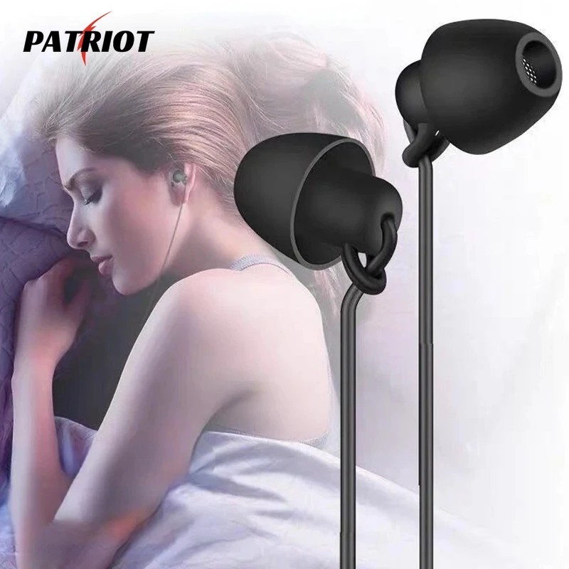 [PATRIO] Universal In-ear 3.5 mm Wired Noise Reduction Sleep Earphones Soft Silicone Soundproof Headphone With Mircophone Wired Headset