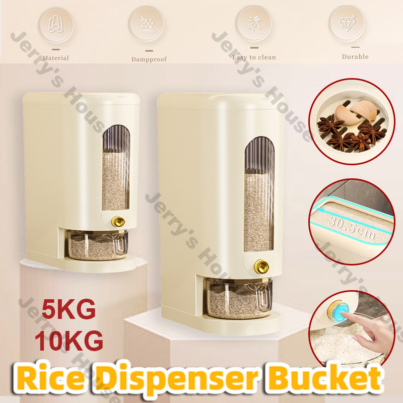 COD 5KG/10KG Rice Dispenser Rice Bucket Insect Moisture Proof Food Storage Container Bekas Beras Tempat Simpan Beras