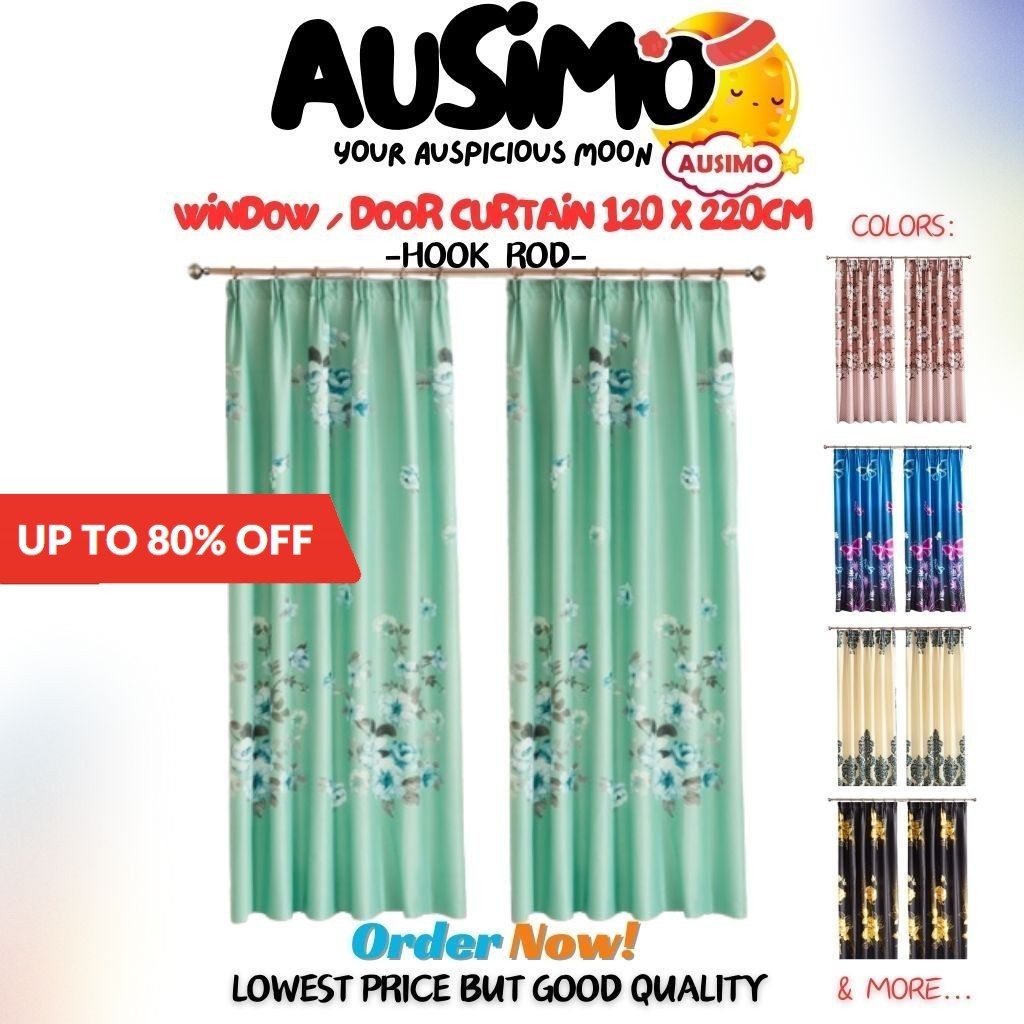 #11 AUSIMO C130-C159 Best KAIN TEBAL Hook Type Modern Langsir Curtain Semi Blackout Ready Stock In Malaysia