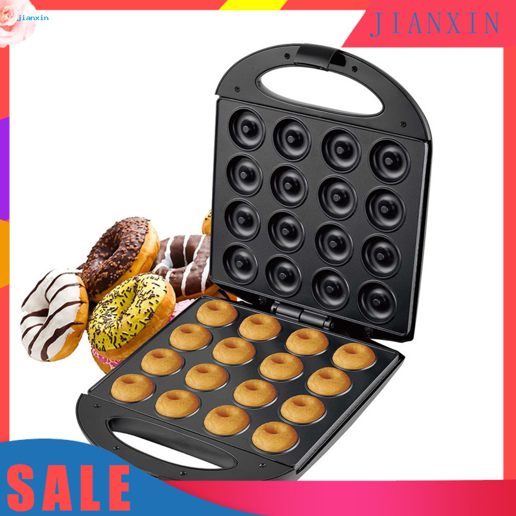 <jianxin> Family-sized Donut Maker Non-stick Surface Food Donut Maker Easy-to-use Mini Donut Maker Machine with Non-stick Surface 16 Holes Dishwasher Safe 1400w for Homemade