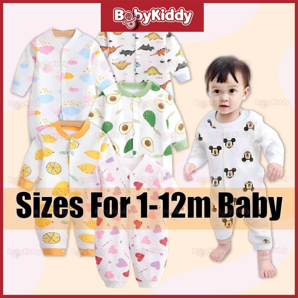 (1-12months) Newborn Boy Girl Baby Romper Nightwear Long Sleeve Baby Clothes l Baju Bayi Lelaki Perempuan