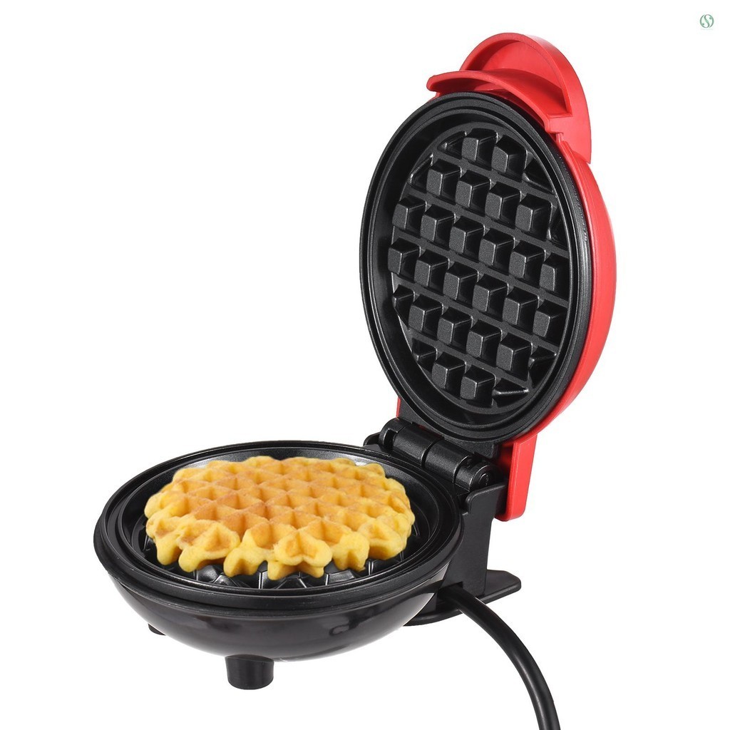 Mini Grill Machine Waffle Maker Electirc Round Griddle Sandwich Eggs Multifunctional Heating Panini Bread Poratble for Indoor Outdoor Use