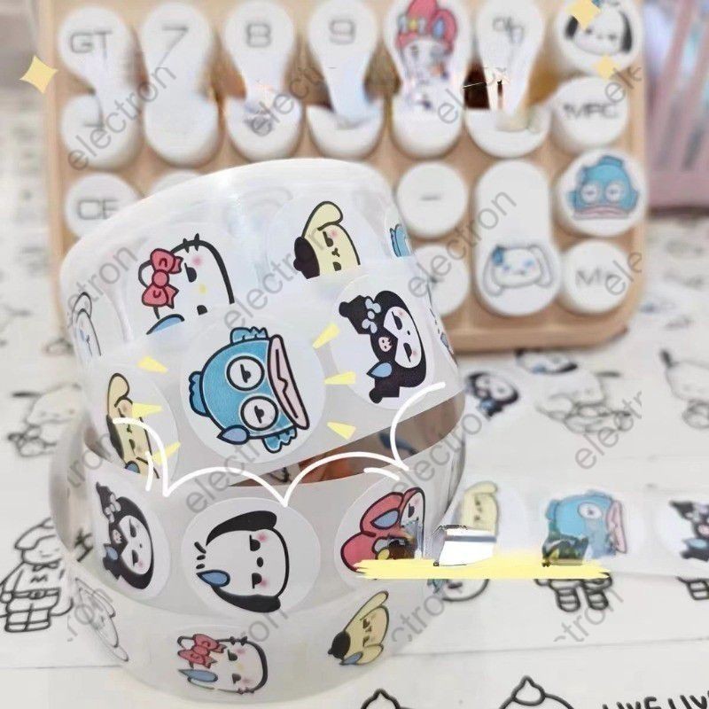 500pcs/roll Sanrio Stickers,cute Sanrio Tape Sealing Stickers,notebook Phone Case Diy Material Accessory Sticker,kuromi Cinnamoroll Envelope Closure Stickers Election