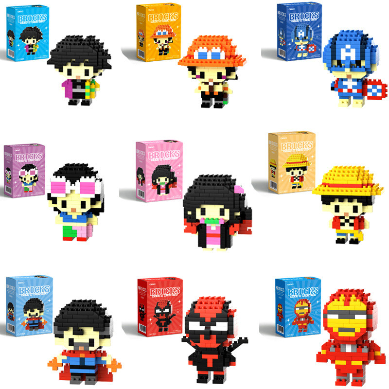 Wheatfield Life Store Mini building blocks new small particle building blocks  Naruto One Piece Marvel assembly figurines  ornaments  children's  educational toys  adult stress relief collectibles