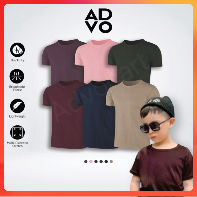 ADVO [New Series] Kids Microfiber T-shirt Round Neck Baju T shirt Kid Tshirt Children Quick Dry Baju Kanak