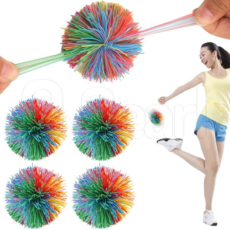 Rainbow Rubber Fur Ball - Kids Sensory Balls - Silicone Stringy Wire Ball - Anti-Stress Toys - Parent-child Interactive Toy - For Outdoor Sports - Stress Relief, Portable, Elastic