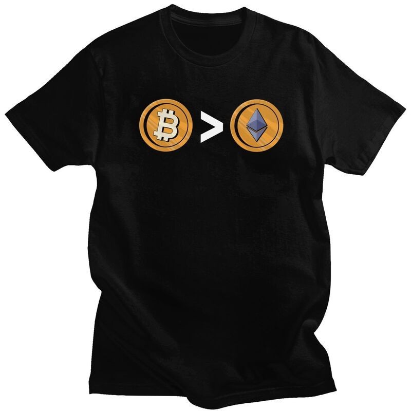 Classic Bitcoin Better Than Ethereum Tshirt Men Short-Sleeve BTC Crypto Blockchain T Shirt Cotton T-shirt Tee Merchandise Gift