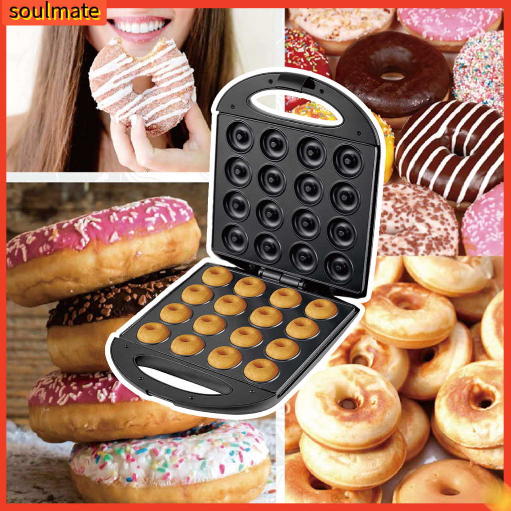 soulmate|  Family-sized Donut Maker Non-stick Donut Maker Easy-to-use Mini Donut Maker Machine with Non-stick Surface 16 Holes Dishwasher Safe 1400w Perfect for Homemade Donuts us