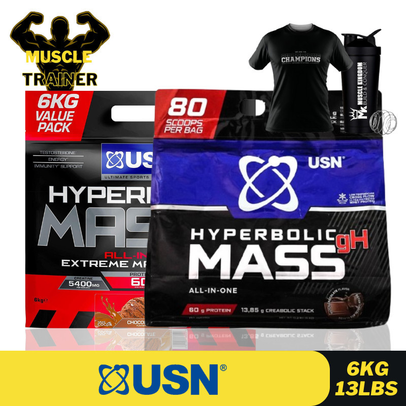 USN Hyperbolic Mass gH Extreme Weight Gainer Protein Mass Protein Susu Naik Berat (6KG)