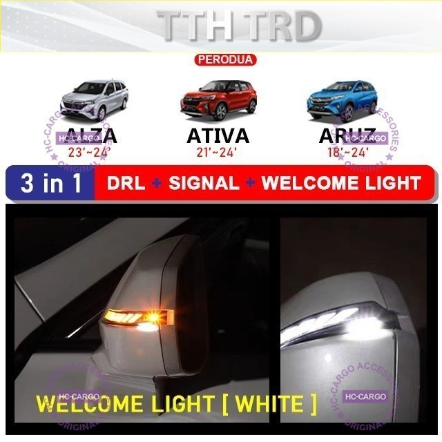 Perodua Model Dragon Scale Side Mirror Smoke Led With Signal Running Indicator DRL Signal Welcome light