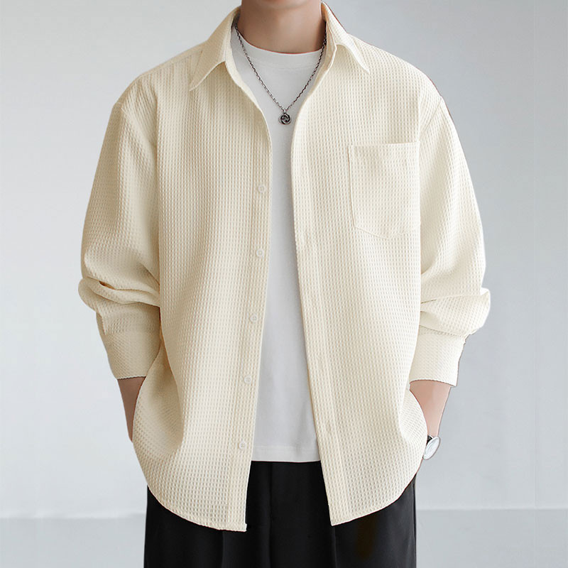 Baju Kemeja Lelaki Handsome Men Shirt Casual Men Long Sleeve Shirt Korean Style Men Tops Plain Shirt