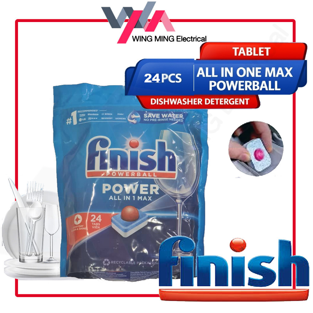 Finish Max 24 Tabs Dishwasher Detergent Tablet All In One / Dishwash tablet Machine bekas sabun basuh pinggan