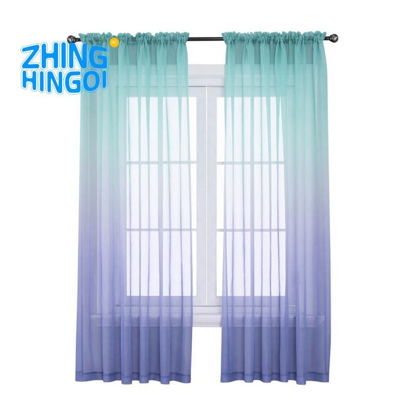 2 Panels Sheer Ombre Curtains 52 x 84 Inch Gradient Curtains Semi Sheer Voile Curtains Rod Pocket Window Drapes for Room