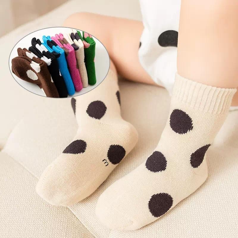 0-4 Years Old Newborn Baby Boys and Girls Socks Cotton Polka Dotted Six Colors Kids Socks