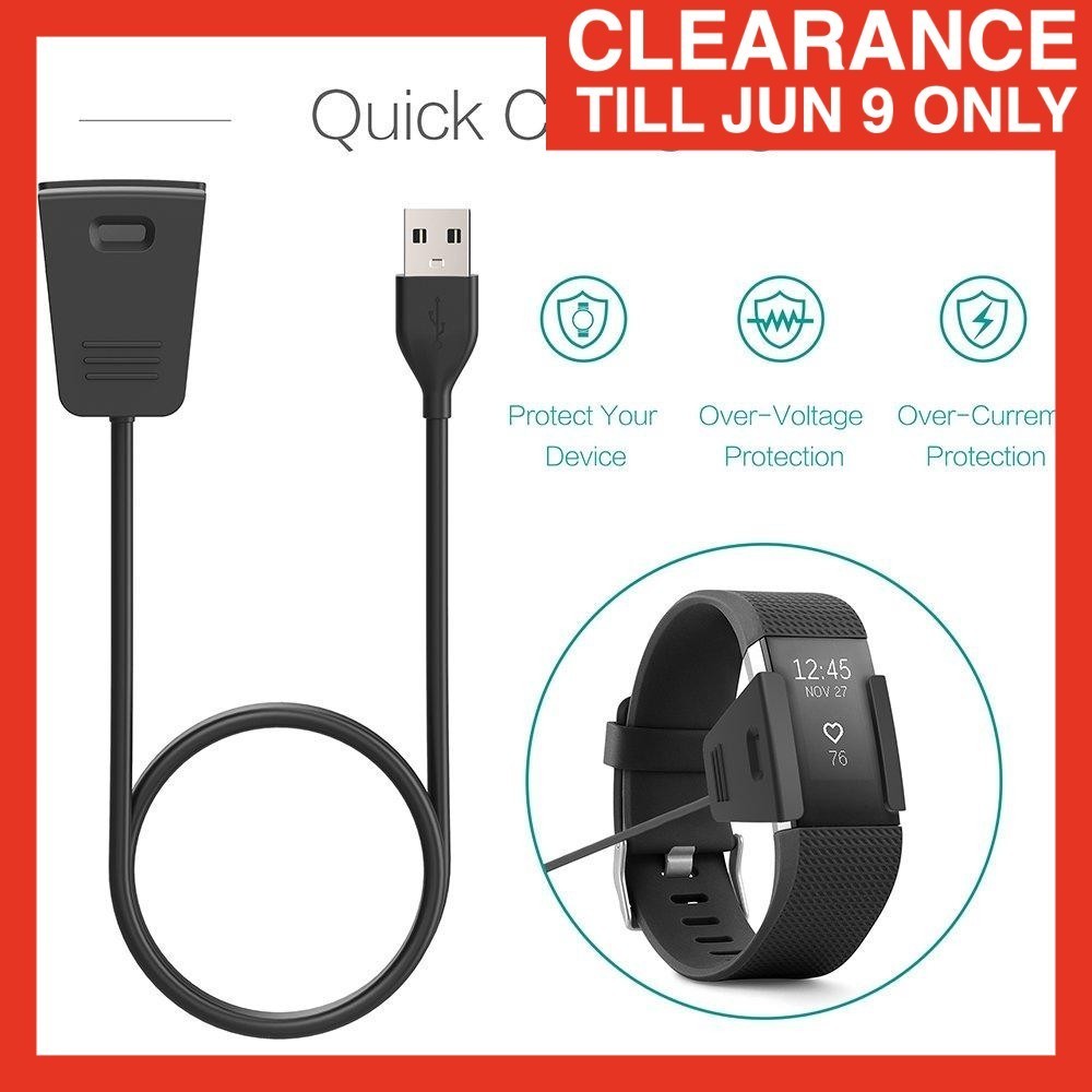 (FAST CHARGING) 55cm Fitbit Charge 2 Charge 3 Charger USB Cable Replacement USB Charging Cable Cord Clip Dock Adapter