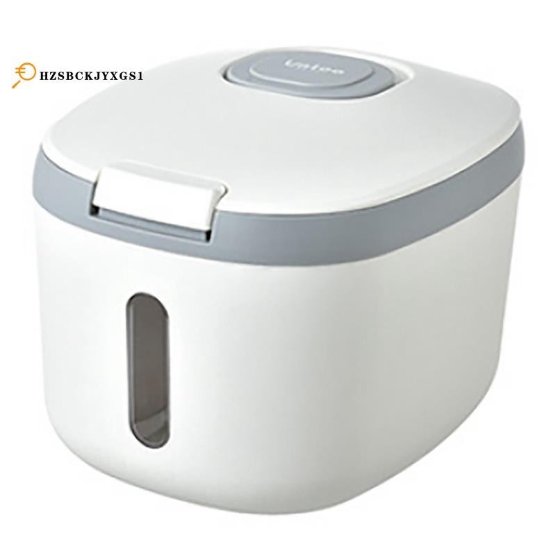 5Kg Rice Bucket Sealed Rice Dispenser Insect Moisture Proof Sealed Rice Storage Container Grain Storage Box Grey