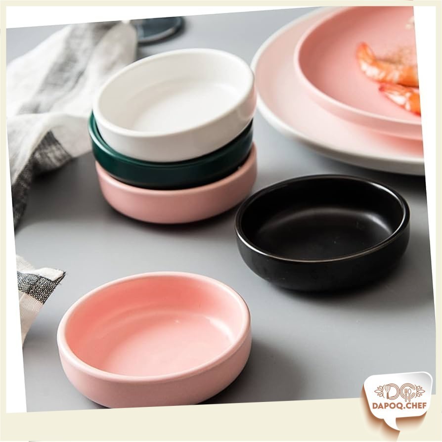 [DC] Round Mini Ceramic Dish Plate Korean Style 100ml Saucer Small Bowl Pinggan Kaca Sos kecil Comel 9cm Diameter