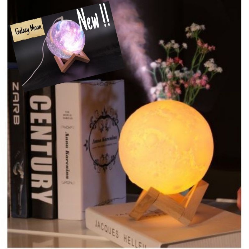 3D Moon Night Light/ Moonlight Humidifier/Moonlight Lamp USB Air Aroma Diffuser/Pewangi Rumah Berbentuk Bulan